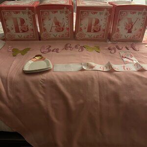 Lot of Girl Baby Shower Decorations
